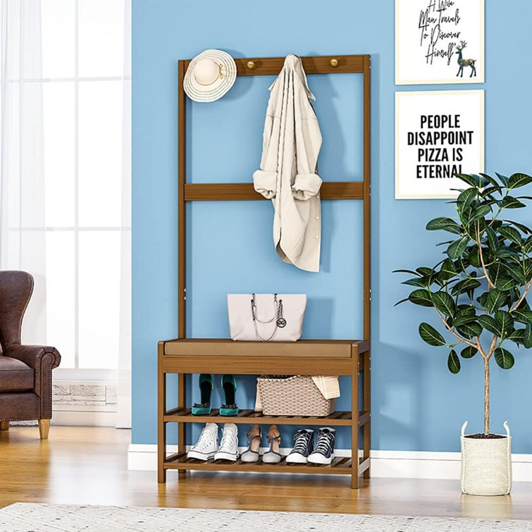 Ebern Designs Miquela Hall Tree 60cm Wide with Bench and Shoe Storage